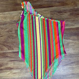 Shein One Shoulder Rainbow Stripped Bodysuit